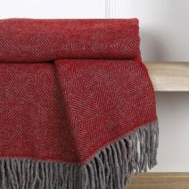 Anna Pure Wool Throw Claret Red & Grey by Biggie Best